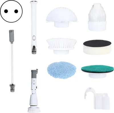 Produktbild von Elektrischer Schrubber, kabellose Power-Reinigungsbürste mit Verlängerungsarm und 4 auswechselbaren Badezimmer-Reinigungsbürstenköpfen, ideal zum Reinigen von Badewannen, Fliesen und Böden