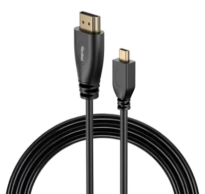 Produktbild von Rollei HDMI 2.0 Kabel 4K 30Hz Micro HDMI auf HDMI Kabel Typ D auf A Adapterkabel, Farbe:Schwarz