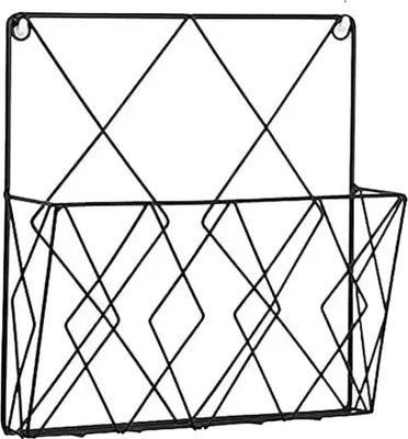 Produktbild von Hängender Zeitschriftenständer, Metall-Zeitschriftenständer, Zeitungshalter, Zeitungskorb, Wandmontierter Zeitschriftenständer mit 2 Haken für Zeitschriften, Bücher und Bürodokumente (Schwarz)
