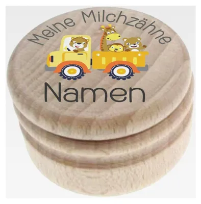 Produktbild von Holz-Milchzahndose – Meine Milchzähne – Personalisierte Zahndose mit Namen – Zahnbox mit Schraubverschluss - geeignet für Jungen und Mädchen - 19