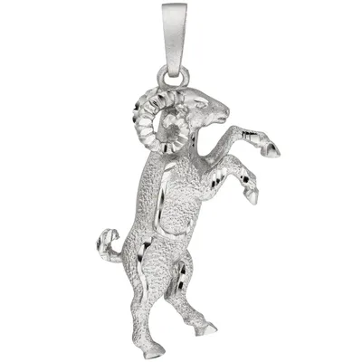 Produktbild von Anhänger Sternzeichen Widder aus 925 Silber, Halsschmuck rhodiniert teilmattiert