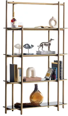 Immagine prodotto di Elegantes Bücherregal mit goldfarbenem Metallrahmen und Glasböden
