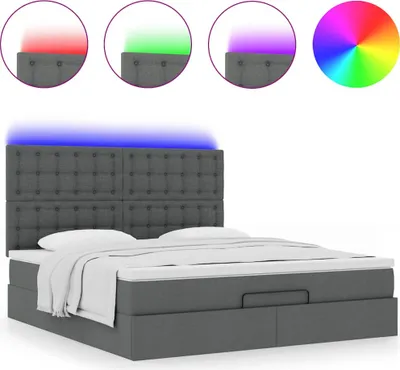 Produktbild von Ottoman-Bett mit Matratze & LEDs Dunkelgrau 180x200 cm Stoff