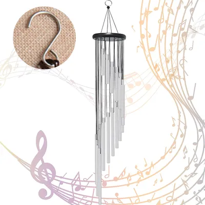 Produktbild von Windspiel für den Außenbereich, groß, tiefer Ton, 90cm lang, Garde-Windspiel mit 18 Metallröhren