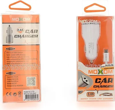 Image de Moxom autolader - Micro USB 2.4A - Blanc
