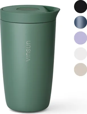Produktbild von Thermobecher Edelstahl 350ml Deckel Kaffee Becher isoliert Travel Mug Tee Vinsun