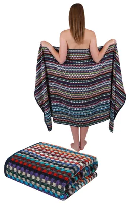 Produktbild von Betz 2 Stück Badetücher XXL Duschtücher Saunatuch Badetuch 100% Baumwolle Duschtuch Karo BUNT Größe 80 x 200 cm