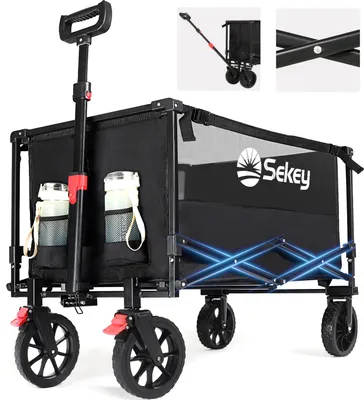 Produktbild von Sekey Bollerwagen Faltbar Offroad, 160L Handwagen belastbar bis 150 kg, Schwarz