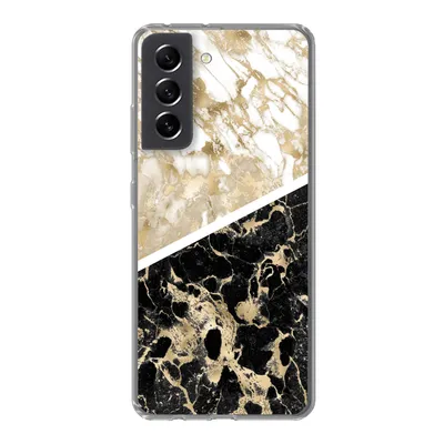 Produktbild von MuchoWow® Handyhülle Schutzhülle Hülle für Samsung Galaxy S21 FE Marmor - Schwarz und Gold - Schick Silikon Softcase Handy Hülle - Mobiltelefonhülle