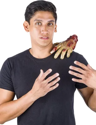 Obrázok produktu pre Zombie ruka z latexu Kostýmový doplnok pre dospelých svetlozelená-červená -