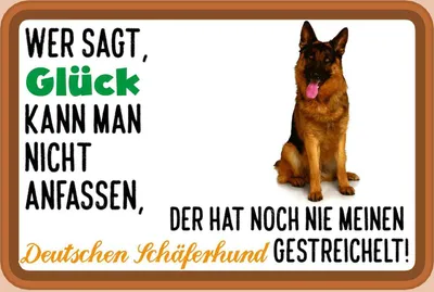 Produktbild von vianmo Holzschild 12x18 cm Glück Deutscher Schäferhund Hund Spruch Zitat