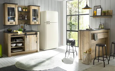 Produktbild von Küche mit Theke "Stove" in Used Wood Küchenschrank Set 6-teilig