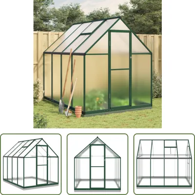 Produktbild von The Living Store Gewächshaus mit Fundamentrahmen Grün 224x169x202 cm Aluminimum