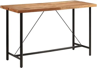 Produktbild von Bartisch aus massivem Akazienholz, 180x70x107 cm, mit stabilem Eisengestell für Garten, Terrasse und Balkon