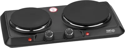 Productafbeelding van Dubbele Kookplaat - Mobiele Fornuis - Extra Kookruimte - Gietijzeren Platen - 46 x 25 cm - Zwart