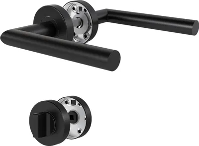 Image de Bouton de porte WC noir - Elégant et fonctionnel - 1 pièce