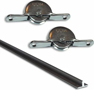 Produktbild von Bodenschiene 2,40 m lang Aluminium mit Metalllaufrollen (30118+30119x2)