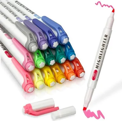 Produktbild von YOSKAEDI Textmarker Set mit 15 pastellfarbenen Markern und Doppelspitzen