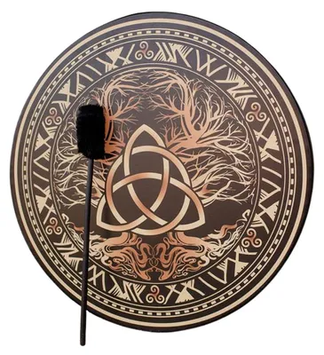 Zdjęcie produktu dla Duży bęben szamański, 25 cm, instrument muzyczny dla dorosłych, ręcznie wykonana dekoracja do domu