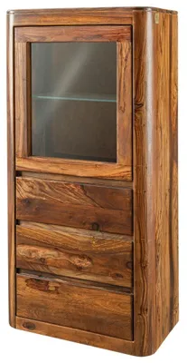 Immagine prodotto di MASSIVMOEBEL24 | vetrina in legno di Shesham / Acacia 70x40x145 Noce cerato TORONTO #208