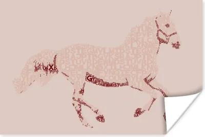 Produktbild von MuchoWow® Poster Pferd - Briefe - Rosa - Mädchen - Kinder - Mädchen 120x80 cm - Bilder