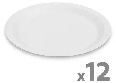 Obrázek produktu pro Sada papírových talířů – bílé – 23 cm – 12 kusů v balení