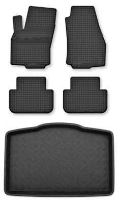 Productafbeelding van Rubberen automatten + kofferbakmat voor Fiat 500L vanaf 2012 – 5-delig, zwart, op maat – Wielganizator Semi-Universal