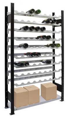 Produktbild von SCHULTE Regalwelt Weinregal für bis zu 96 Flaschen, 180x100x25 cm (HxBxT), schwarz-silber, Getränkeregal, Weinflaschenregal