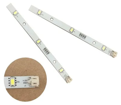 Two LED light strips on a white background.