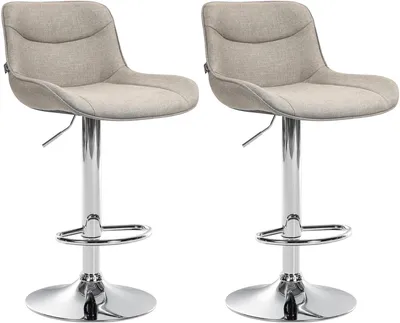 Produktbild von CLP 2er Set Barhocker Vonore Stoff höhenverstellbar und 360 Grad drehbar taupe Gestell Farbe chrom