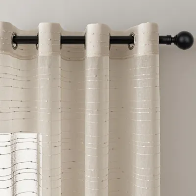 Immagine prodotto di Tende - Beige - Con passanti - Tulle - Tende - Cameretta - Tenda per soggiorno - Set di 2 - Motivi a righe moderni