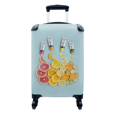 Produktbild von MuchoWow® Koffer Handgepäck Trolley Rollkoffer Kleine Reisekoffer mit 4 Rollen - Obst - Farben - Farbe - Cabin Size < 55x40x23 cm & 55x40x20 cm - Fotokoffer - Kabinenkoffer - Boardgepäck - Reise-Box - Reisekoffer - Reisegepäck - Koffer mit Bild - Trolley für Kinder