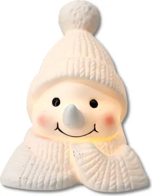 Produktbild von Keramik Schneemann Kopf mit LED - 9 x 11 x 9 cm