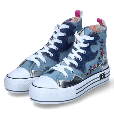 Image de Baskets montantes pour femme Cafè Noir, bleu, en tissu Pointure : 38