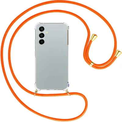 Produktbild von Handykette Backcover-Schutzhülle mit Band (Metall goldfarben) für Samsung Galaxy A54 5G (6.4'') - neonorange