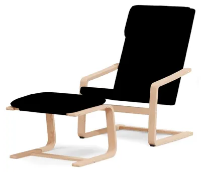 Produktbild von Relaxsessel mit Rückenlehne, Einzelsessel für Wohnzimmer und Schlafzimmer, Liegesessel mit Hocker in Schwarz
