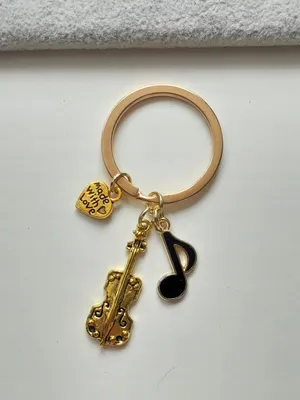 Image de Porte-Clés Or Violoncelle Note De Musique Cœur