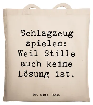 Produktbild von Mr. & Mrs. Panda Tote Bag Spruch Schlagzeug Magie - Transparent - Geschenk, Musik, totebag, Tasche, Instrument, Schlagzeuger, Schultasche, Präsenz, Tragetasche, Rhythmus
