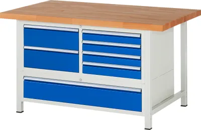 Produktbild von Werkbank 1500x900x840-1040mm 7xSchublade-TA l.gr/e.bl 4040376246271