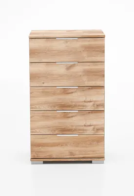 Produktbild von Hochkommode "Easy Plus Kommoden" in Plankeneiche mit 5 Schubladen. Abmessungen (BxHxT) 49x102x41 cm