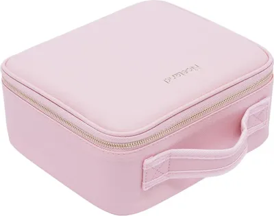 Produktbild von Kosmetiktasche - Schminkkoffer - LED-Spiegel mit 76 LEDs - 3 Farbtemperaturen 3200–7300K - Helligkeit einstellbar - 2000 mAh Akku - Kunstleder - Rosa
