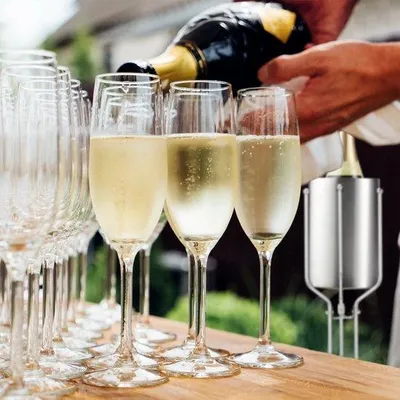 Image de Refroidisseur à vin pliable en acier inoxydable, 76 cm, argenté, pour les fêtes