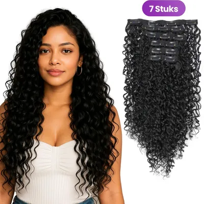 Produktbild von SassyGoods Clip-in Haarverlängerung – Hair Extensions – Haarteil aus Kunsthaar – Professionelle Haarverlängerung – Schwarz – 50 cm
