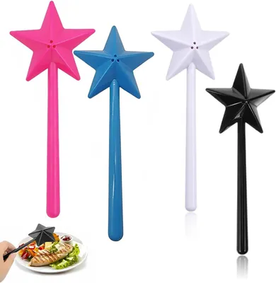 Imagen del producto de Juego de salero y pimentero, de 4 piezas, con forma de estrella, para la cocina