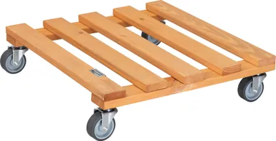 Produktbild von WAGNER Pflanzenroller PALETTI 38 x 38 x 9,5 cm, außen & innen, Holz, terracotta, Softrollen, Tragkraft 120 kg, EU Ware - 20041101