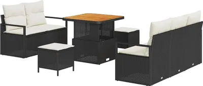 Imagen del producto de vidaXL Juego de sofás de jardín, 8 piezas, color , tejido de polirattan