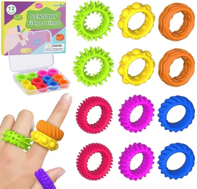 Produktbild von Fidget Ring Toys für Kinder Erwachsene, 12 Pcs Anti Stress Ring Akupressur Ring Set, Sensorik Autismus für Spielzeug, Anxiety Ring Fidget Spinner