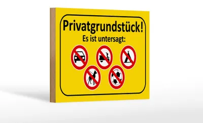 Produktbild von Holzschild Hinweis 18x12cm Privatgrundstück Es ist untersagt