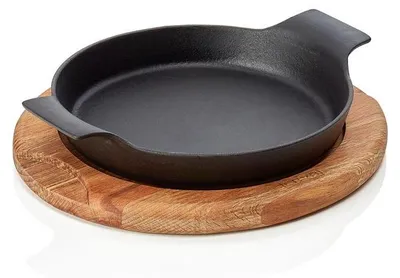 Produktbild von LAVA Brat-/Servierpfanne Ø 18 cm mit Holzuntersetzer, Serie Serving pans 36 Gusseisen emailliert