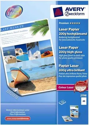 Produktbild von Avery Zweckform 2798 Premium Colour Laser Papier, DIN A4, beidseitig beschichtet - hochglänzend, 200 g/m², 100 Blatt